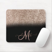 Modern Glitter Ombre Black Monogram Muismat (Met muis)