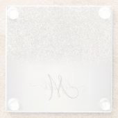 Modern Glitter Ombre Cool Monogram Glazen Onderzetter (Achterkant)