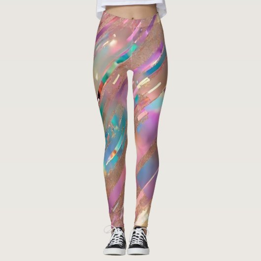 Modern Glitter Opal Holografisch Collectie Leggings (Voorkant)