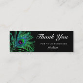 Modern Glitter Peacock Feather Boho Bedankt Mini Visitekaartje (Voorkant)