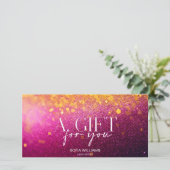 Modern Glitter Roze Certificaat Gift Kaart (Staand voorkant)