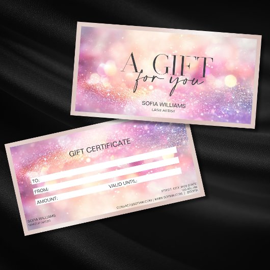 Modern Glitter Roze Certificaat Gift Kaart