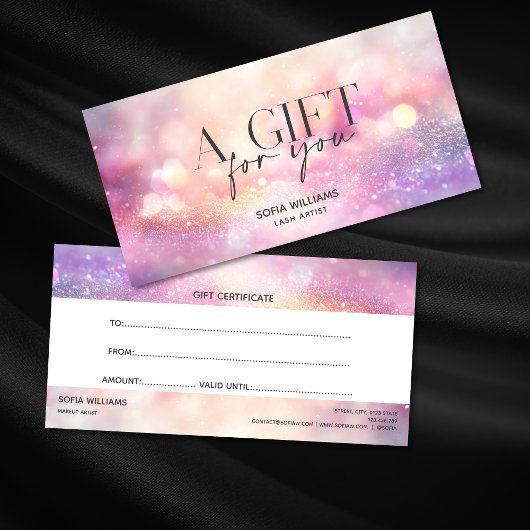 Modern Glitter Roze Certificaat Gift Kaart