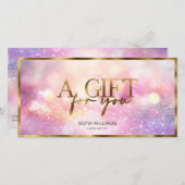 Modern Glitter Roze Certificaat Gift Kaart (Voorkant / Achterkant)