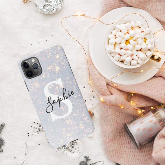 Modern Glitter Spark | Personal Initiaal Girly iP iPhone Hoesje