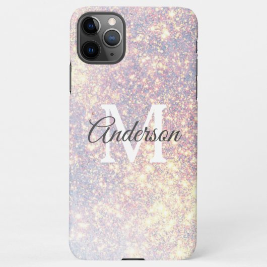 Modern Glitter Spark | Personal Initiaal Girly iPhone Hoesje (Achterkant)