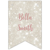 Modern Glitter Stoffig Roze Afstuderen Vlaggetjes (Eerste vlag)