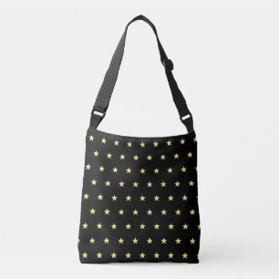 Modern Glittering Star Pattern op Black Crossbody Tas