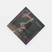 Modern Glow Script Pink Neon Wavy Afstuderen Foto Servet (Hoek)