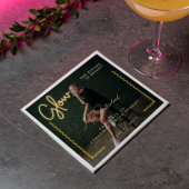 Modern Glow Script Yellow Neon Wavy Afstuderen Fot Servet