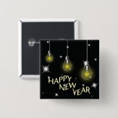Modern Glowing Light Bulbs Happy New Year Vierkante Button 5,1 Cm (Voorkant /achterkant)
