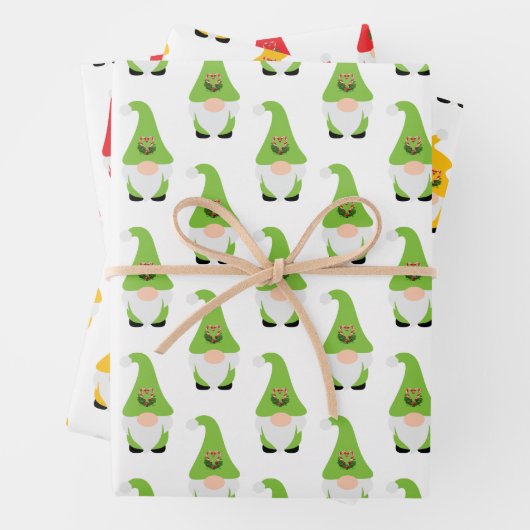 Modern Gnome Pattern set Candy Cane Heart Fun Inpakpapier Vel (In situ)