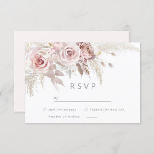 Modern Goddelijk Roos Goud Blush Bruiloft RSVP Kaartje