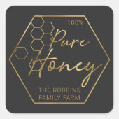 Modern Gold 100% pure Honey Jar Labels Apiary Name (Voorkant)