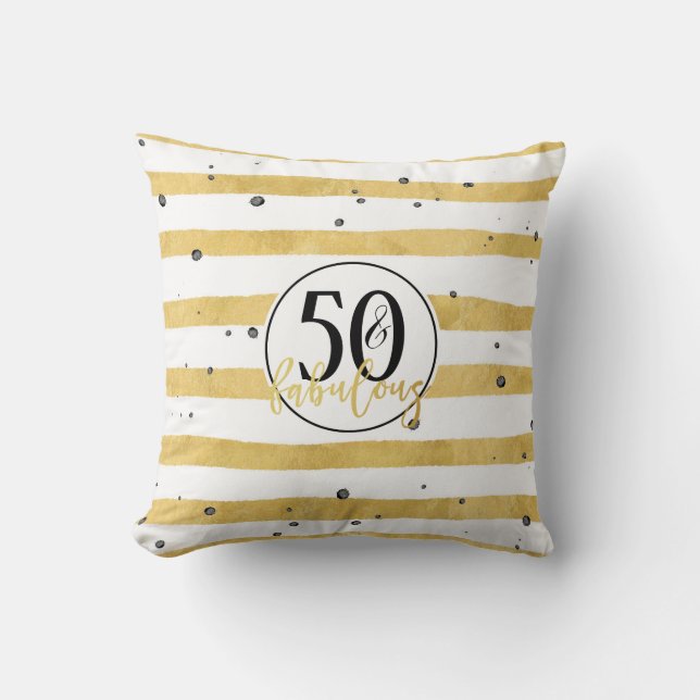 Modern Gold 50 en Fabulous Birthday Confetti Pillo Kussen (Voorkant)