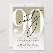 Modern Gold 90th Birthday Party Invitation (Devant)