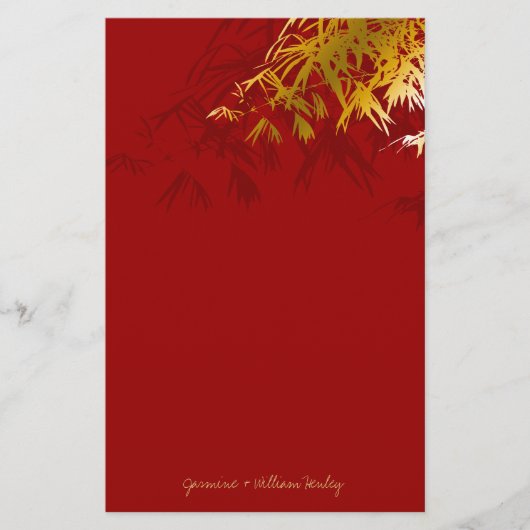 Modern Gold Bamboo Zen Asian Wedding Stationery Briefpapier (Voorkant)