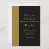 Modern Gold Bar Black Wedding Invitation (Devant)