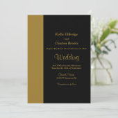 Modern Gold Bar Black Wedding Invitation (Debout devant)