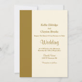 Modern Gold Bar Ivory Wedding Invitation (Devant)