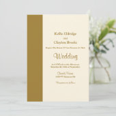 Modern Gold Bar Ivory Wedding Invitation (Debout devant)