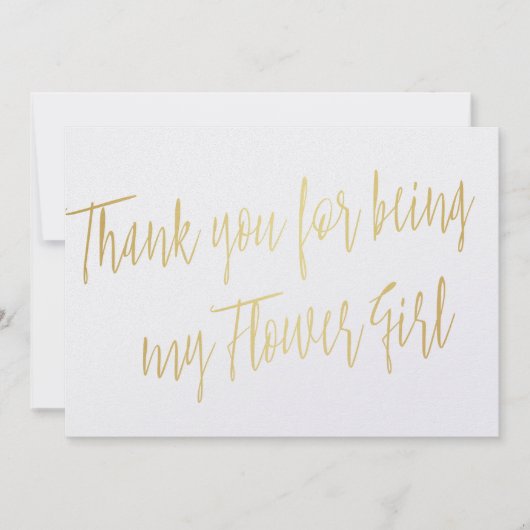 Modern Gold: "Bedankt dat je mijn Bloemenmeisje be Bedankkaart (Voorkant)