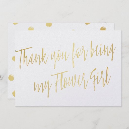 Modern Gold: "Bedankt dat je mijn Bloemenmeisje be Bedankkaart (Voorkant / Achterkant)