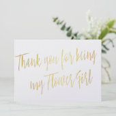 Modern Gold: "Bedankt dat je mijn Bloemenmeisje be Bedankkaart (Staand voorkant)