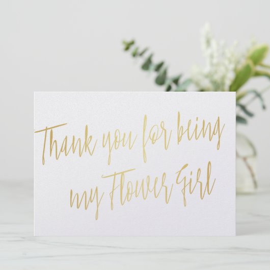 Modern Gold: "Bedankt dat je mijn Bloemenmeisje be Bedankkaart (Staand voorkant)