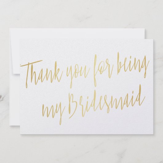 Modern Gold "Bedankt dat je mijn bruidsmeisje bent Bedankkaart (Voorkant)