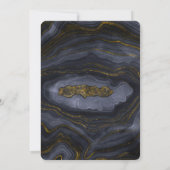 Modern Gold Black Blue-Grey Agate Abstract Wedding Kaart (Achterkant)