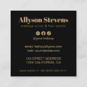 Modern Gold Black Bold QR Code Hair & Makeup Vierkante Visitekaartje (Achterkant)
