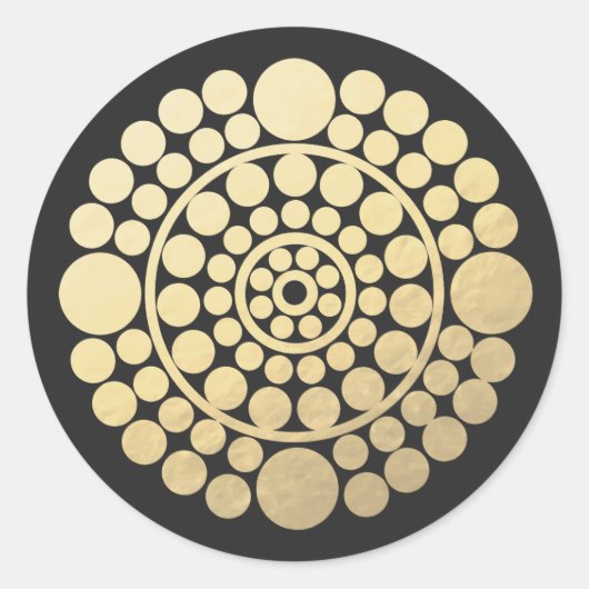 Modern Gold Black Circle Mandala Ronde Sticker (Voorkant)