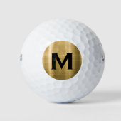 Modern Gold Black Classic Monogram Golfballen (Voorkant)