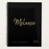 Modern Gold Black Elegant Monogram 2023 Planner (Voorkant)