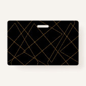 Modern Gold & Black Geometric Strokes Design Badge (Achterkant)