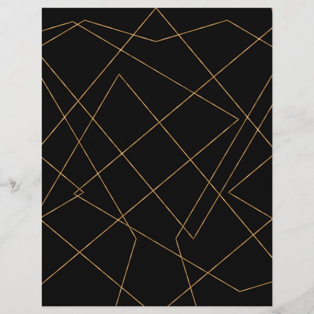 Modern Gold & Black Geometric Strokes Design Briefhoofd (Voorkant)