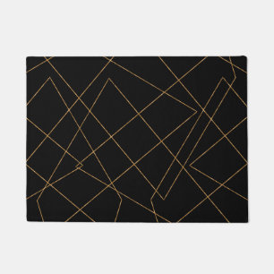 Modern Gold & Black Geometric Strokes Design Deurmat