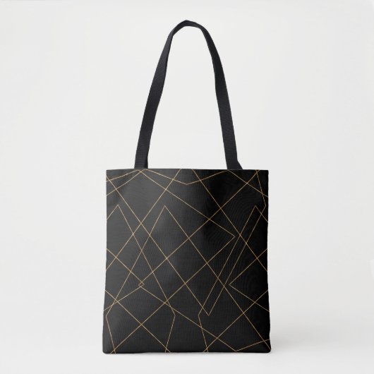 Modern Gold & Black Geometric Strokes Design Draagtas (Voorkant)