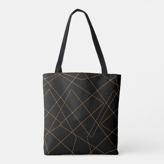 Modern Gold & Black Geometric Strokes Design Draagtas (Achterkant)