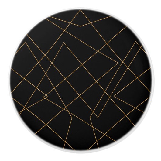 Modern Gold & Black Geometric Strokes Design Keramische Knop (Voorkant)