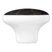 Modern Gold & Black Geometric Strokes Design Keramische Knop (Zijkant)