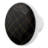 Modern Gold & Black Geometric Strokes Design Keramische Knop (Rechts)