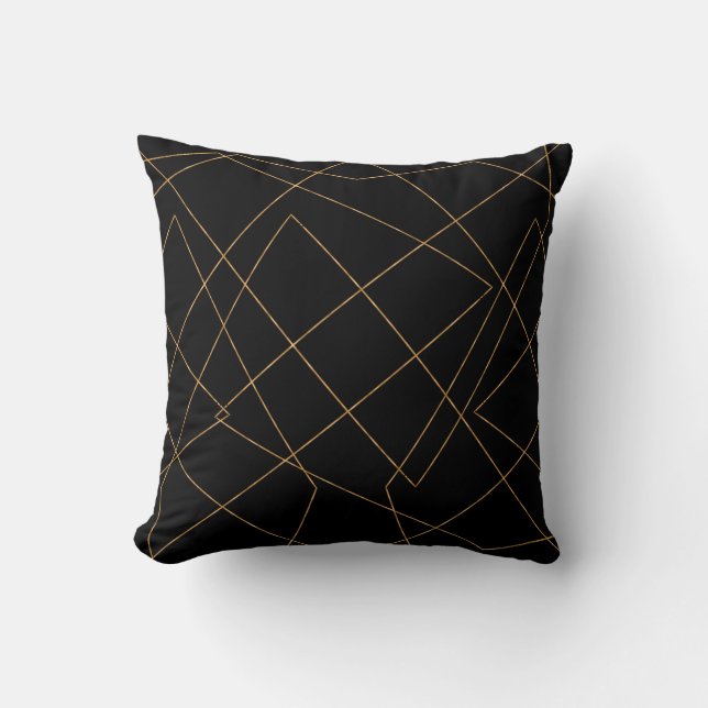 Modern Gold & Black Geometric Strokes Design Kussen (Voorkant)