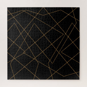 Modern Gold & Black Geometric Strokes Design Legpuzzel