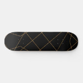 Modern Gold & Black Geometric Strokes Design Skateboard (Horizontaal)