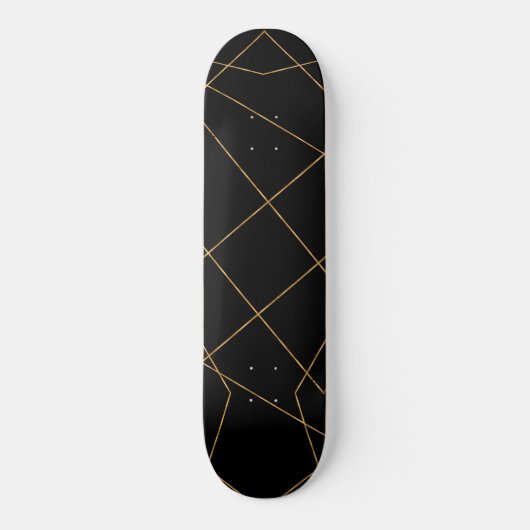 Modern Gold & Black Geometric Strokes Design Skateboard (Voorkant)