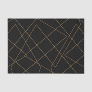 Modern Gold & Black Geometric Strokes Design Tissuepapier