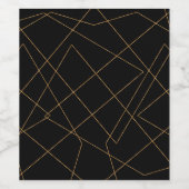 Modern Gold & Black Geometric Strokes Design Wijn Etiket (Enkel label)