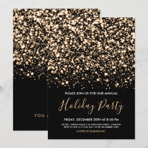 Modern Gold & Black Glam Corporate Holiday Party Kaart